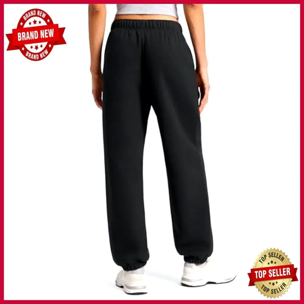 28" Cotton Fleece Lined Joggers, High Rise Relaxed Fit, Lounge Travel Pants - Picture 2 of 4